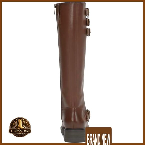 Leather Knee-High Moto Boots Rock'n'Roll Edge Tall Shaft Chic Stylish - Picture 3 of 7